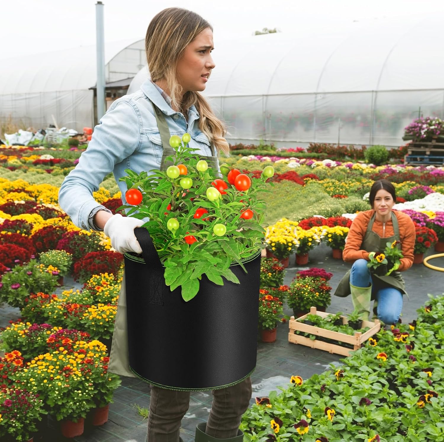 textilný kvetináč